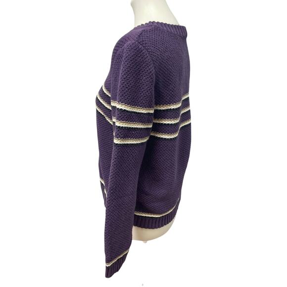 Christopher & Banks Womens XL Long Sleeve Striped V-Neck Pullover Sweater - Picture 3 of 6